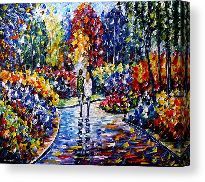Landscape Painting Canvas Print featuring the painting In The Garden by Mirek Kuzniar