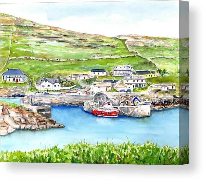 Inishturk Ireland Canvas Print featuring the painting Inishturk Island Ireland by Carlin Blahnik CarlinArtWatercolor