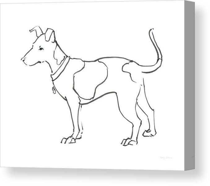Animals Canvas Print featuring the painting Ink Dog Iv by Avery Tillmon