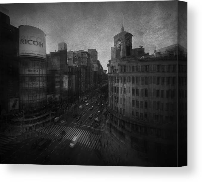 Cityscape Canvas Print featuring the photograph Integral Street Scene Of Ginza by Yasuhiro Takachi