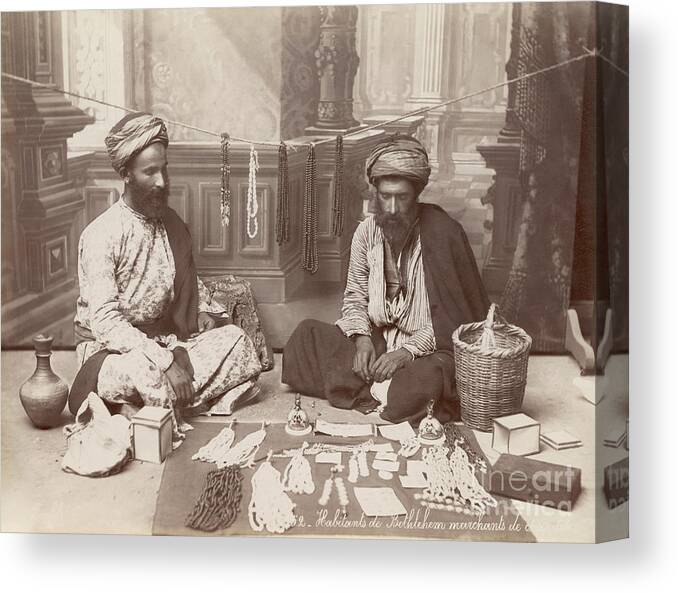 People Canvas Print featuring the photograph Jewelry Sellers Of Bethlehem by Bettmann