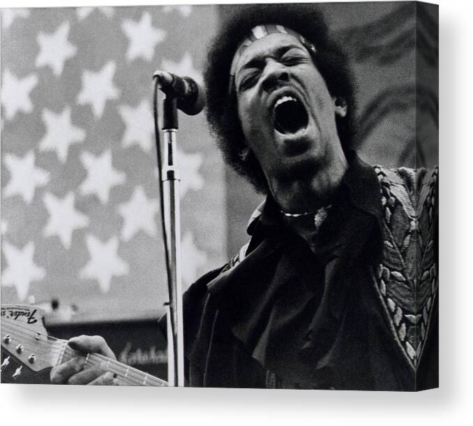Jimi Hendrix Canvas Print featuring the photograph Jimi Hendrix Live by Larry Hulst