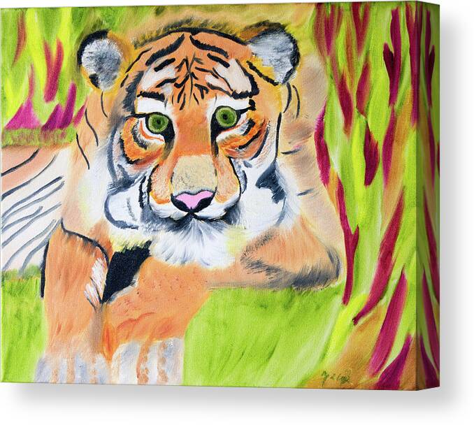 Tiger Canvas Print featuring the painting Jungle Eyes by Meryl Goudey