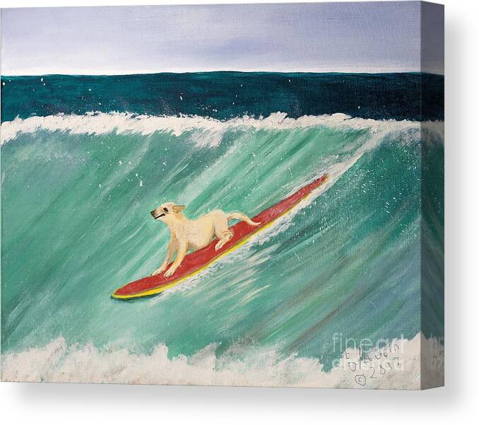 Lab Surfing Canvas Print featuring the painting K9 Up by Elizabeth Mauldin