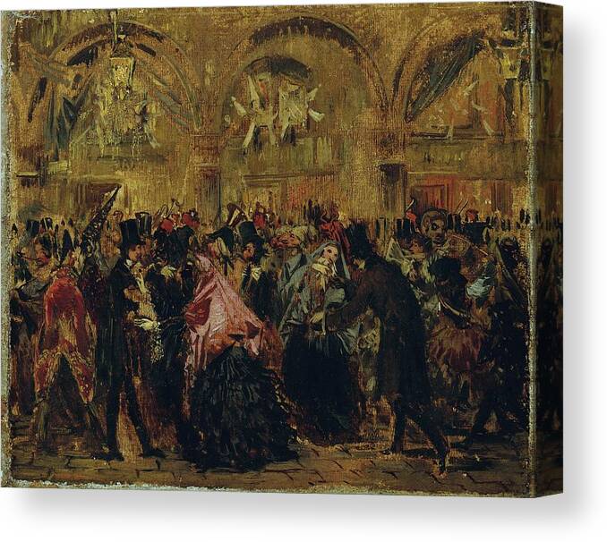 Crowd Canvas Print featuring the painting Karneval Auf Dem Markusplatz In Venedig by Anton Romako