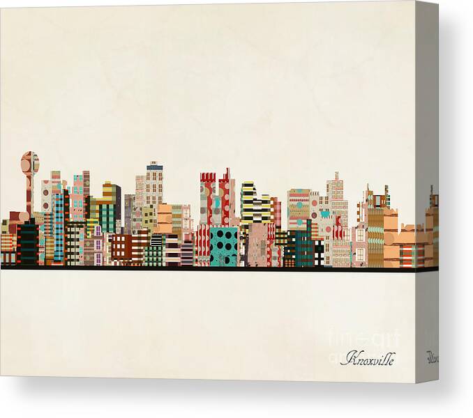 Knoxville Skyline Canvas Print featuring the painting Knoxville Skyline by Bri Buckley