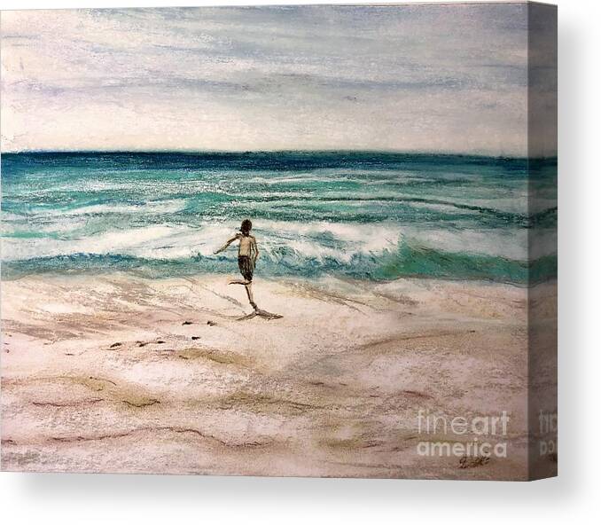 Beach Landscape Canvas Print featuring the pastel Lake Michigan Beach Days by Deb Stroh-Larson