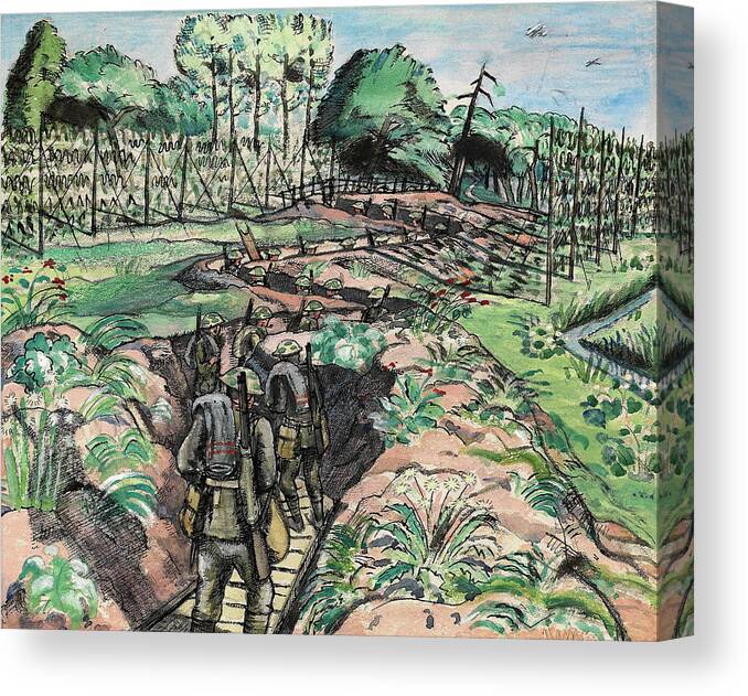 Paul Nash Canvas Print featuring the painting Leaving the Trenches by Paul Nash