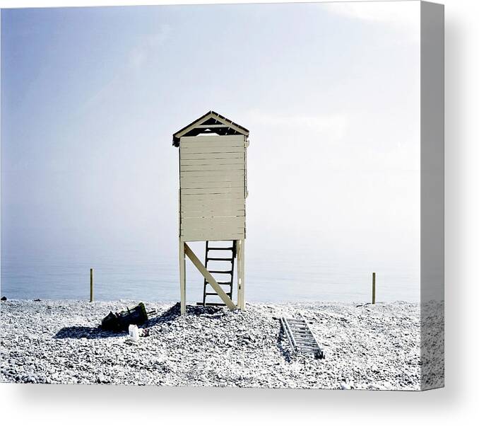 Tranquility Canvas Print featuring the photograph Lifeguard Cabin On Beach by I Take Pictures!