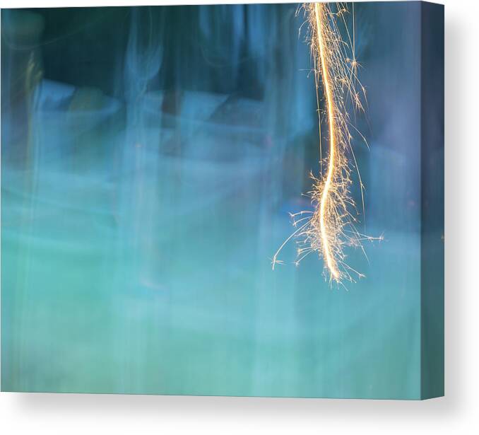 Light Painting Canvas Print featuring the photograph Light Trails and Aquamarine by Liz Albro