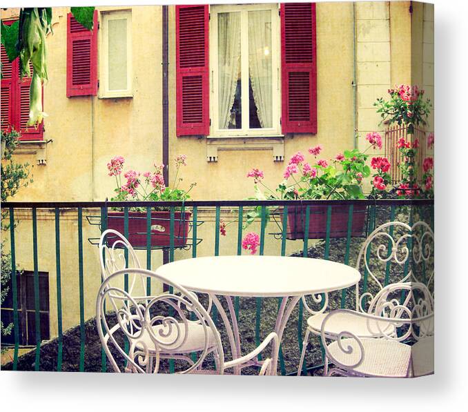 Table And Chairs Canvas Print featuring the photograph Lilac Spiral Chairs by Lupen Grainne