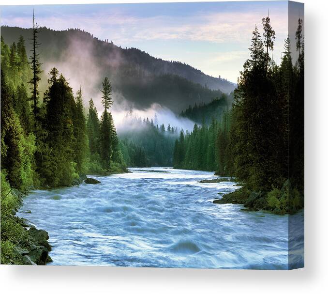 Idaho Scenics Canvas Print featuring the photograph Lochsa River by Leland D Howard