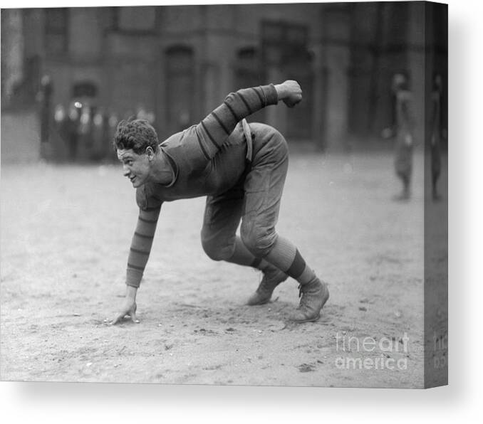 People Canvas Print featuring the photograph Lou Gehrig Playing Football In High by Bettmann