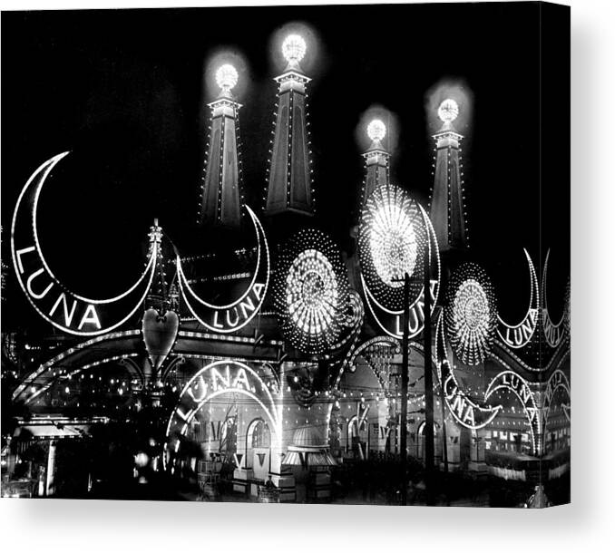 Amusement Park Canvas Print featuring the photograph Luna Park At Coney Island by New York Daily News Archive