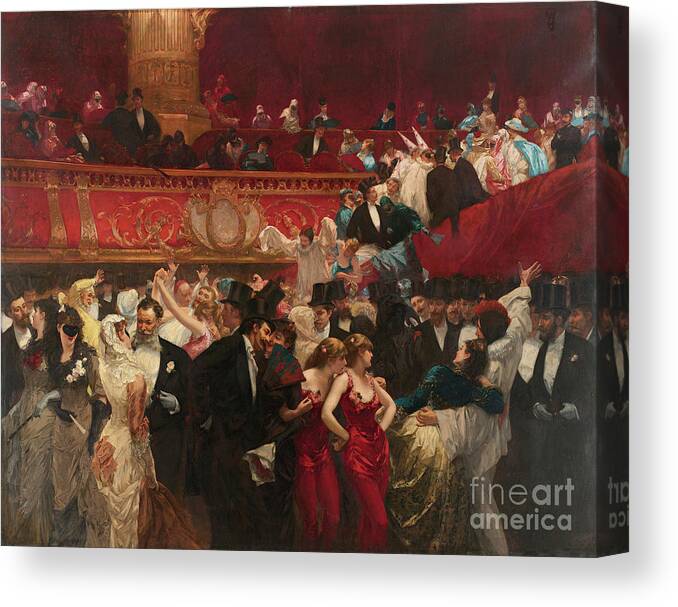 Oil Painting Canvas Print featuring the drawing Masked Ball by Heritage Images