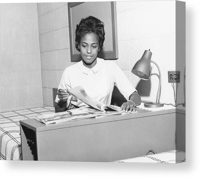 Mental Health Canvas Print featuring the photograph Miss Constance L. Black Reading Book by North Carolina Central University