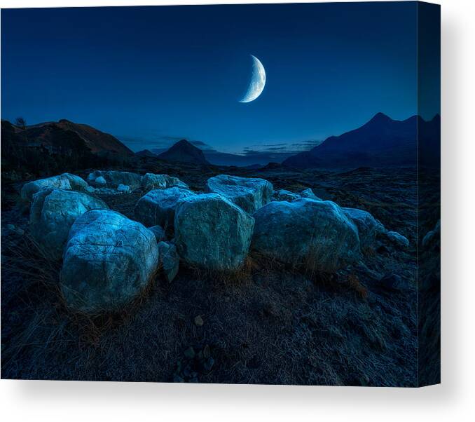 Matt Canvas Print featuring the photograph Moonrise, Sligachan by Matt Anderson