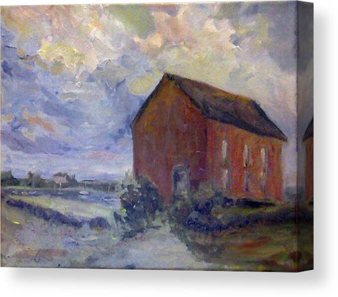 Old Mill Canvas Print featuring the painting Mordreuc Mill by Sandra Nardone