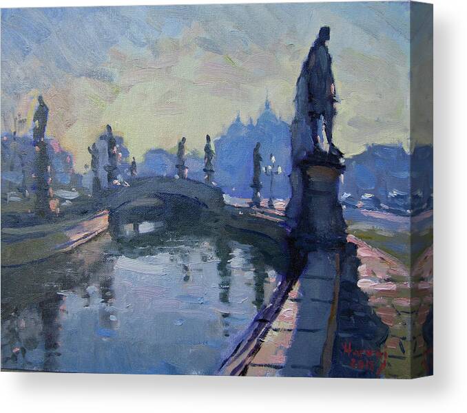Morning Canvas Print featuring the painting Morning in Padua Italy by Ylli Haruni