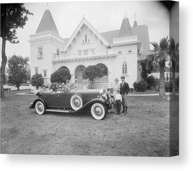 Mid Adult Women Canvas Print featuring the photograph Multigeneration Family In Car And by Tom Kelley Archive