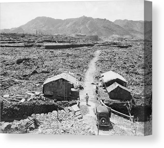 Rubble Canvas Print featuring the photograph Nagasaki After Bombing by Bettmann