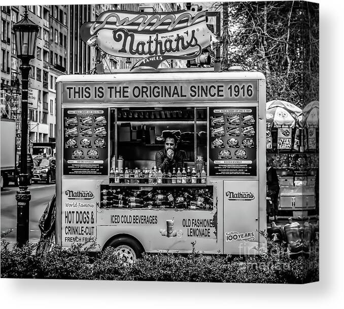 People Canvas Print featuring the photograph Waiting for Customers B and W by Thomas Marchessault