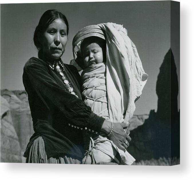 People Canvas Print featuring the photograph Navajo Woman And Infant, Canyon De by Archive Photos