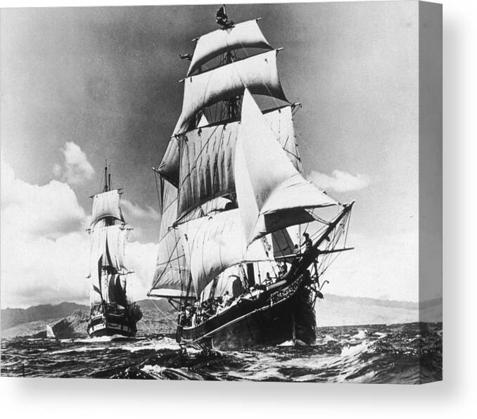 Finance Canvas Print featuring the photograph Ocean Schooners by American Stock Archive