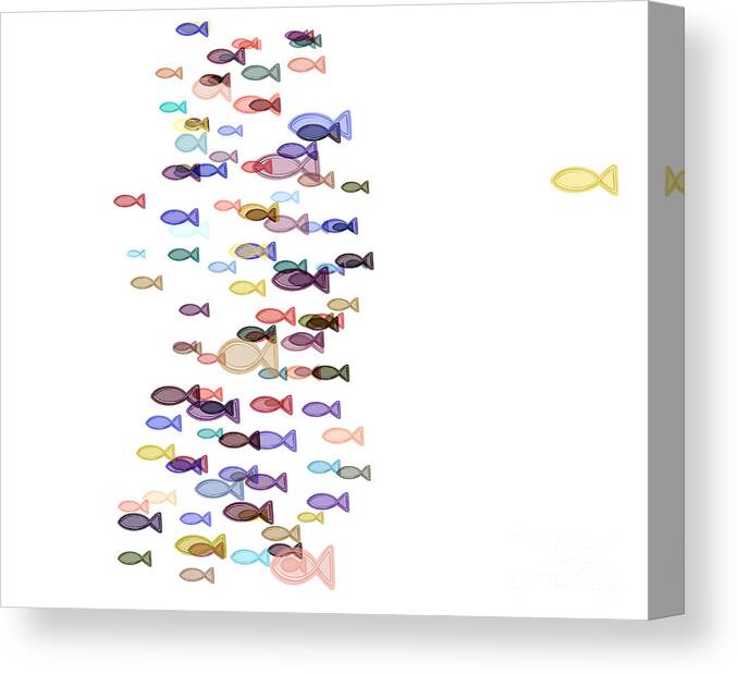 Career Canvas Print featuring the digital art One Lonesome Fish Swimming Al Lot by Weknow