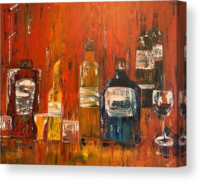 Wine Canvas Print featuring the painting Open Bar by Raji Musinipally