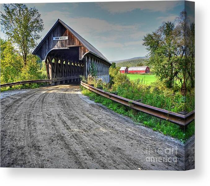 Orne Covered Bridge Canvas Print featuring the photograph Orne Covered Bridge by Steve Brown