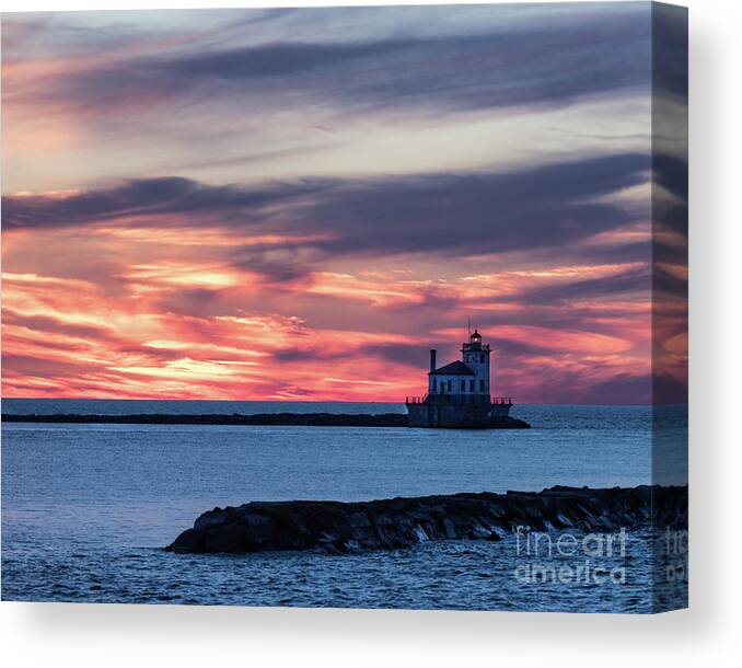 Sunset Canvas Print featuring the photograph Oswego Light by Phil Spitze