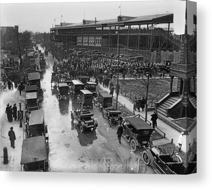 Outdoors Canvas Print featuring the photograph Outside Wrigley Field by Chicago History Museum
