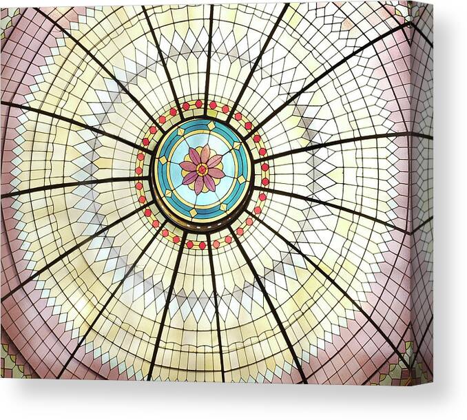 Stained Glass Canvas Print featuring the photograph Pastel Glass Dome by Lupen Grainne