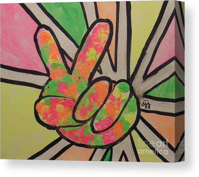 1960s Canvas Print featuring the painting Peace Sign by Saundra Johnson