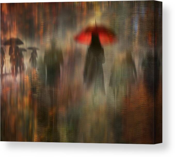 People Canvas Print featuring the photograph People In The Rain by Anette Ohlendorf