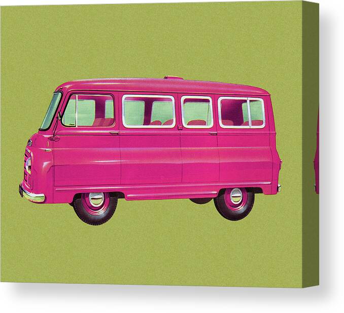 Auto Canvas Print featuring the drawing Pink Minibus by CSA Images