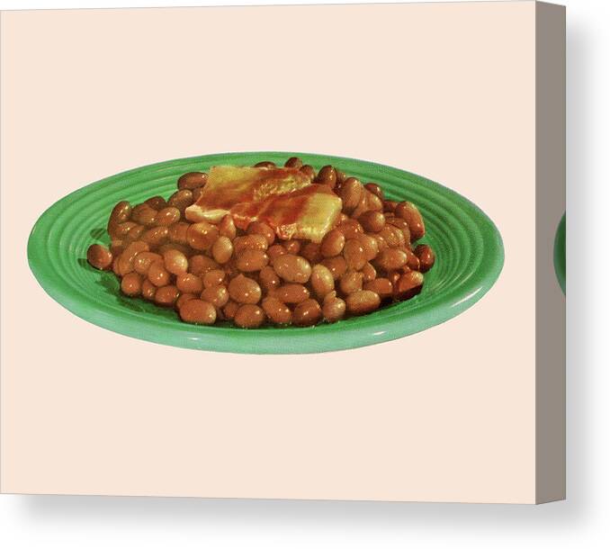 Baked Beans Canvas Print featuring the drawing Plate of Baked Beans by CSA Images