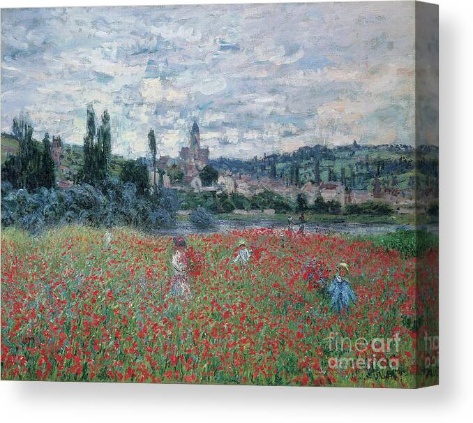 Oil Painting Canvas Print featuring the drawing Poppy Fields Near Vetheuil by Heritage Images