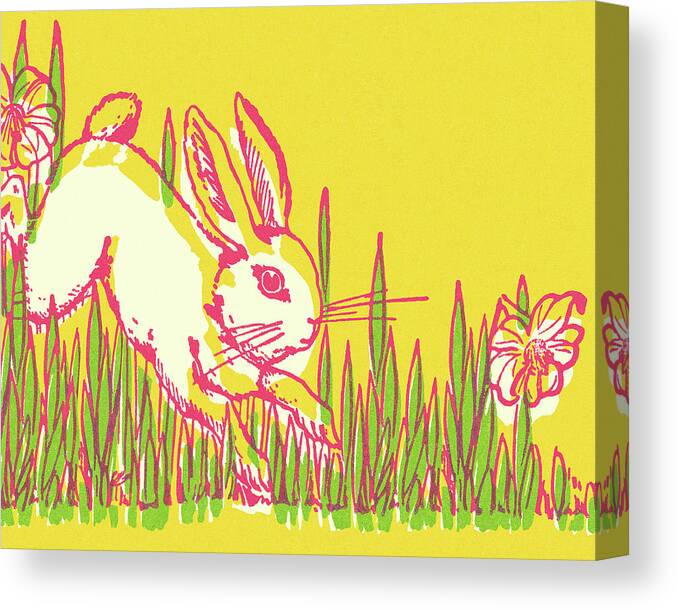 Animal Canvas Print featuring the drawing Rabbit Hopping in the Grass by CSA Images