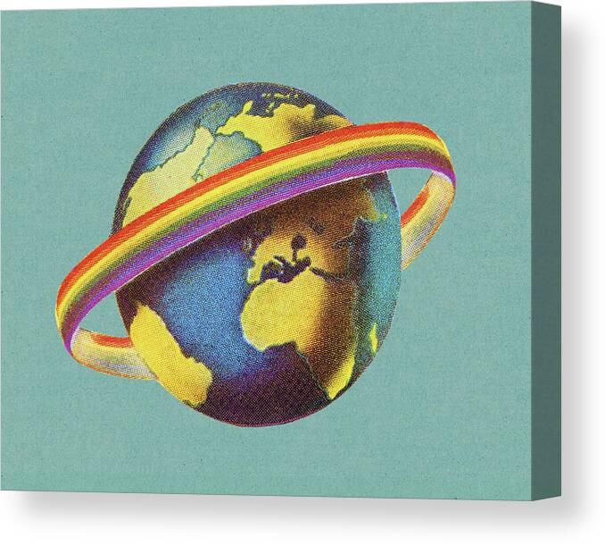 Campy Canvas Print featuring the drawing Rainbow Encircled Earth by CSA Images