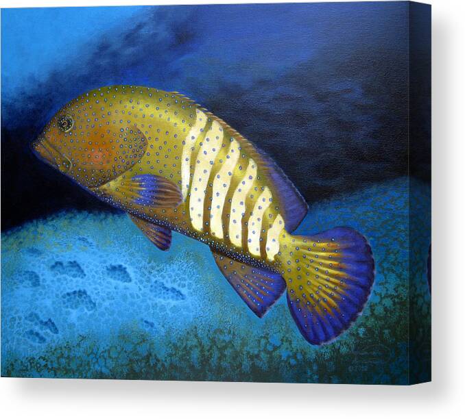Fish Canvas Print featuring the painting Rainbow Grouper by Adrienne Dye