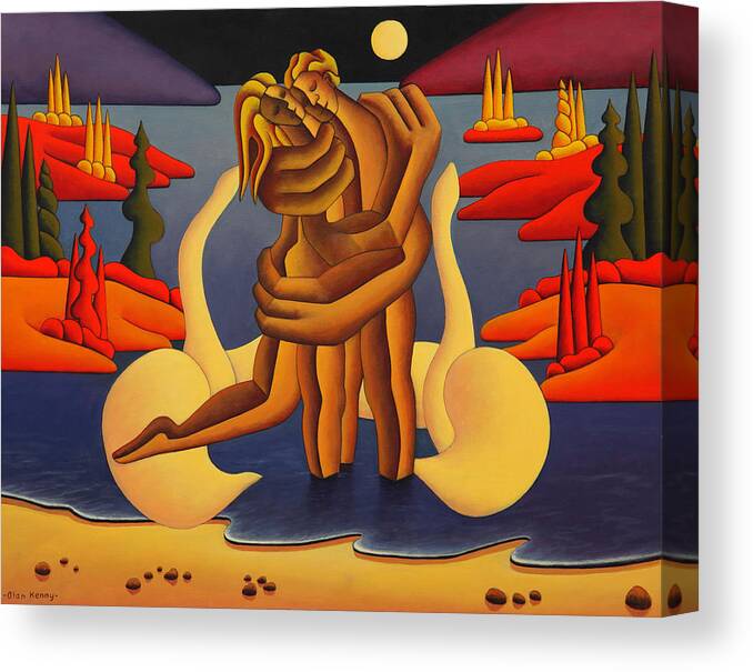 Red Canvas Print featuring the painting Red Island Lovers by Alan Kenny
