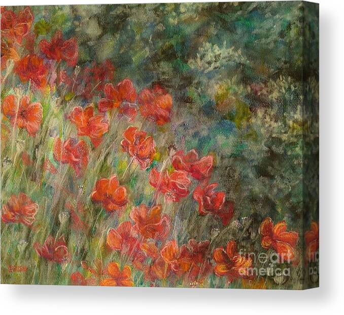 Red Canvas Print featuring the pastel Red Poppies by Lisa Bliss Rush