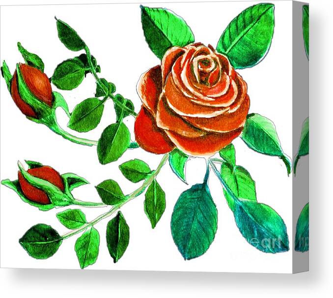 Red Canvas Print featuring the painting Red Rose Flower Best for Shirts by Delynn Addams
