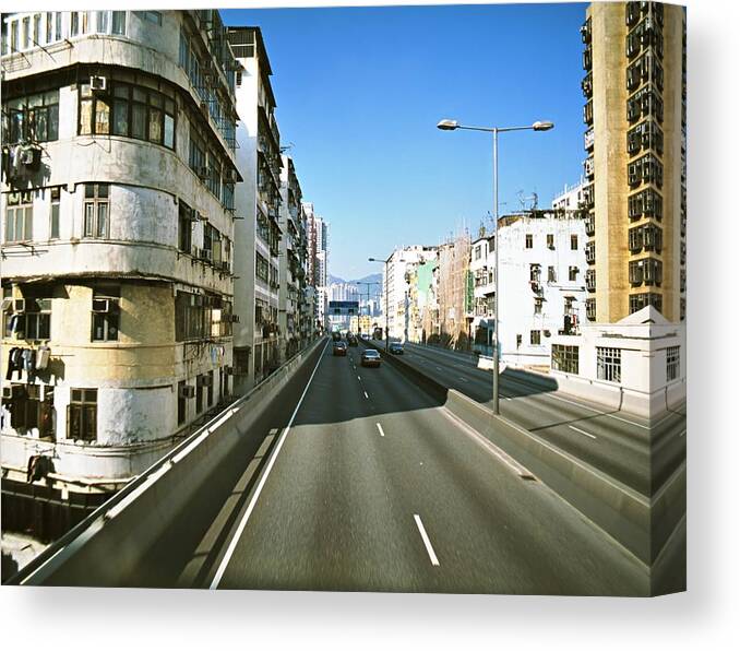 Shadow Canvas Print featuring the photograph Road With Moving Cars by Flickr