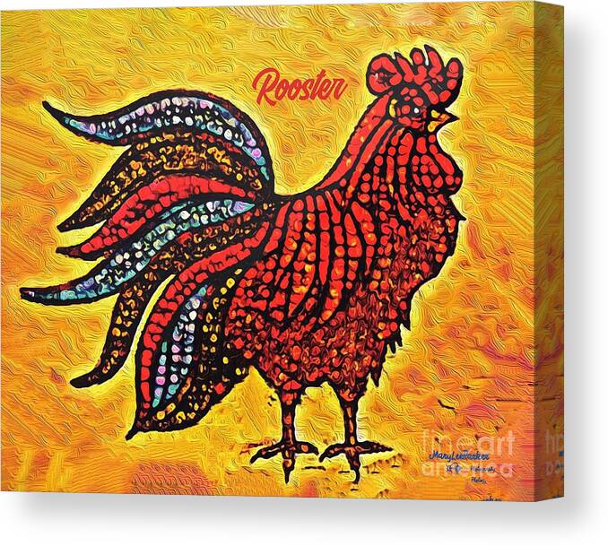 Mix Media Canvas Print featuring the mixed media Rooster In The Moring by MaryLee Parker