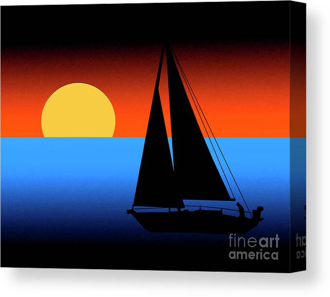 Sailboat Canvas Print featuring the digital art Sailing Into The Sunset by Kirt Tisdale
