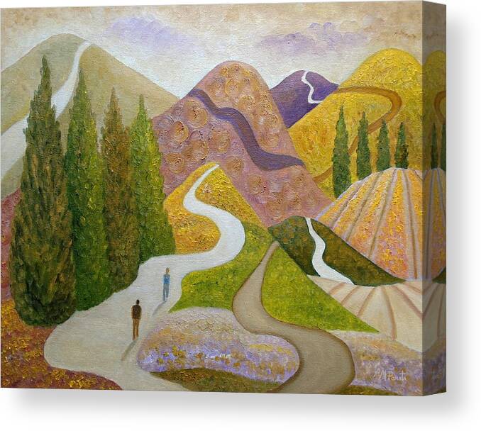 Cypress Canvas Print featuring the painting Same Direction by Angeles M Pomata