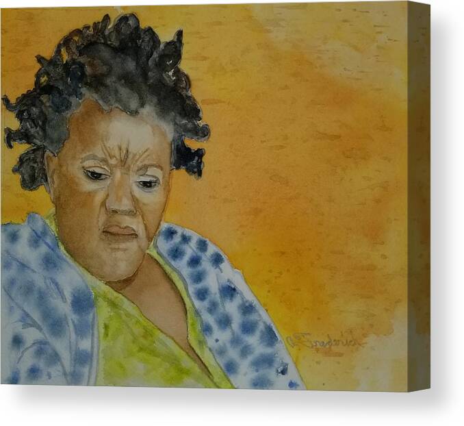 Portrait Canvas Print featuring the painting Sandra by Ann Frederick